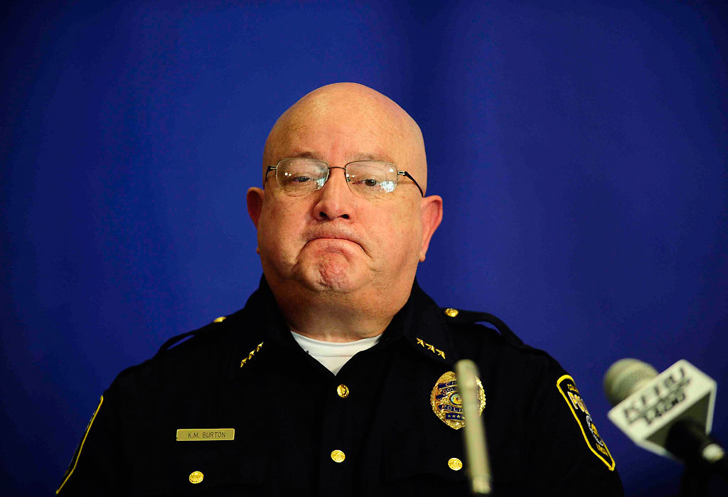 Columbia Police Chief Ken Burton addresses questions at a news conference
